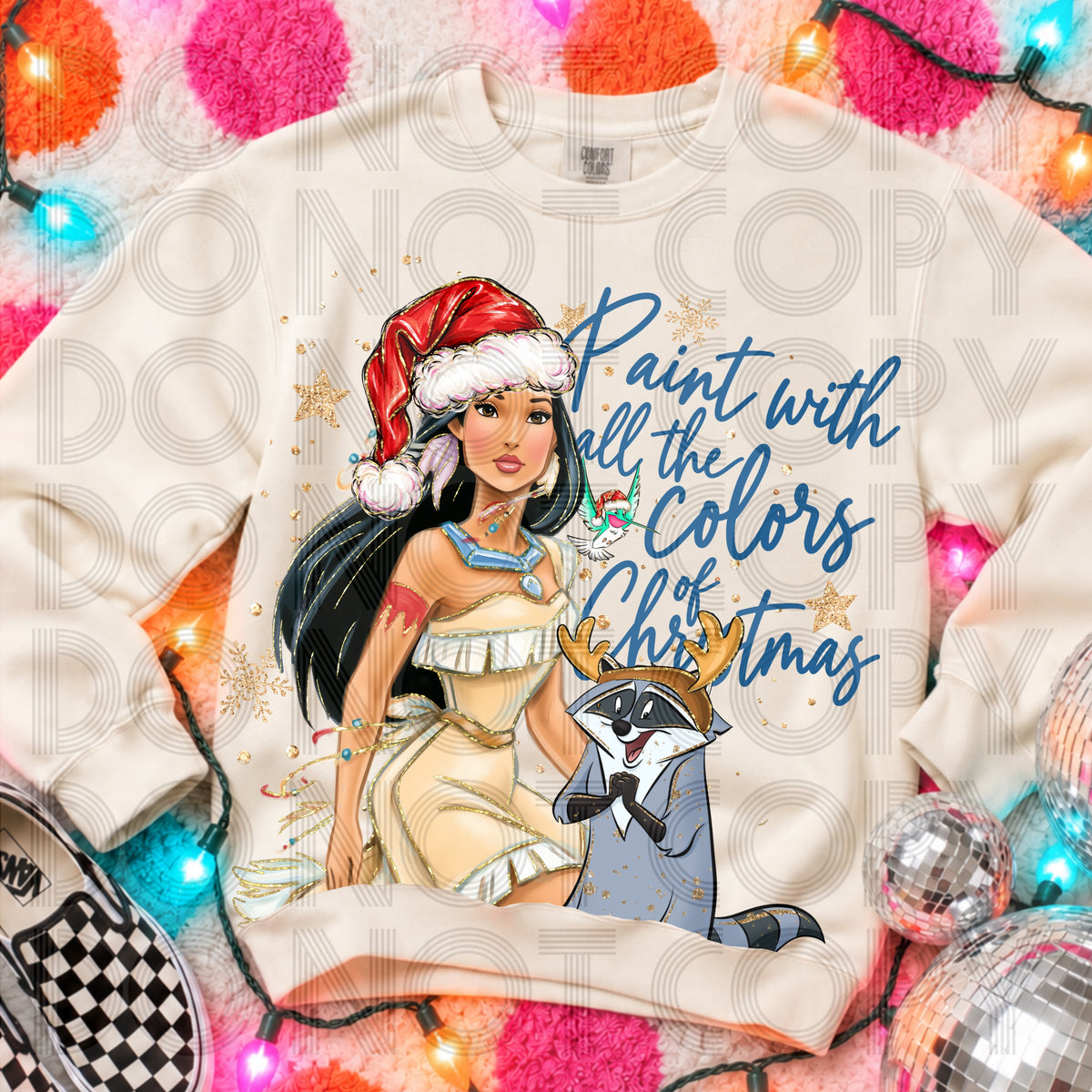 Paint with all the colors of Christmas Gold Glitter Exclusive (Renewed) DTF Transfer
