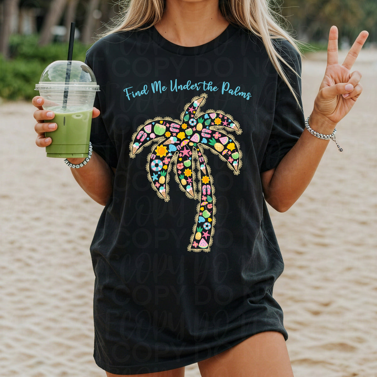 Find me under the palms (colorful tree) (UAC) DTF Transfer