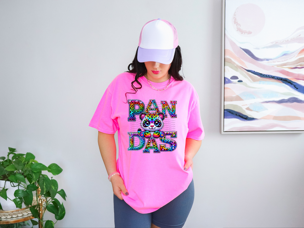Pandas Mascots Version 3 Rhinestone Leopard Rainbow 42900 DTF transfer