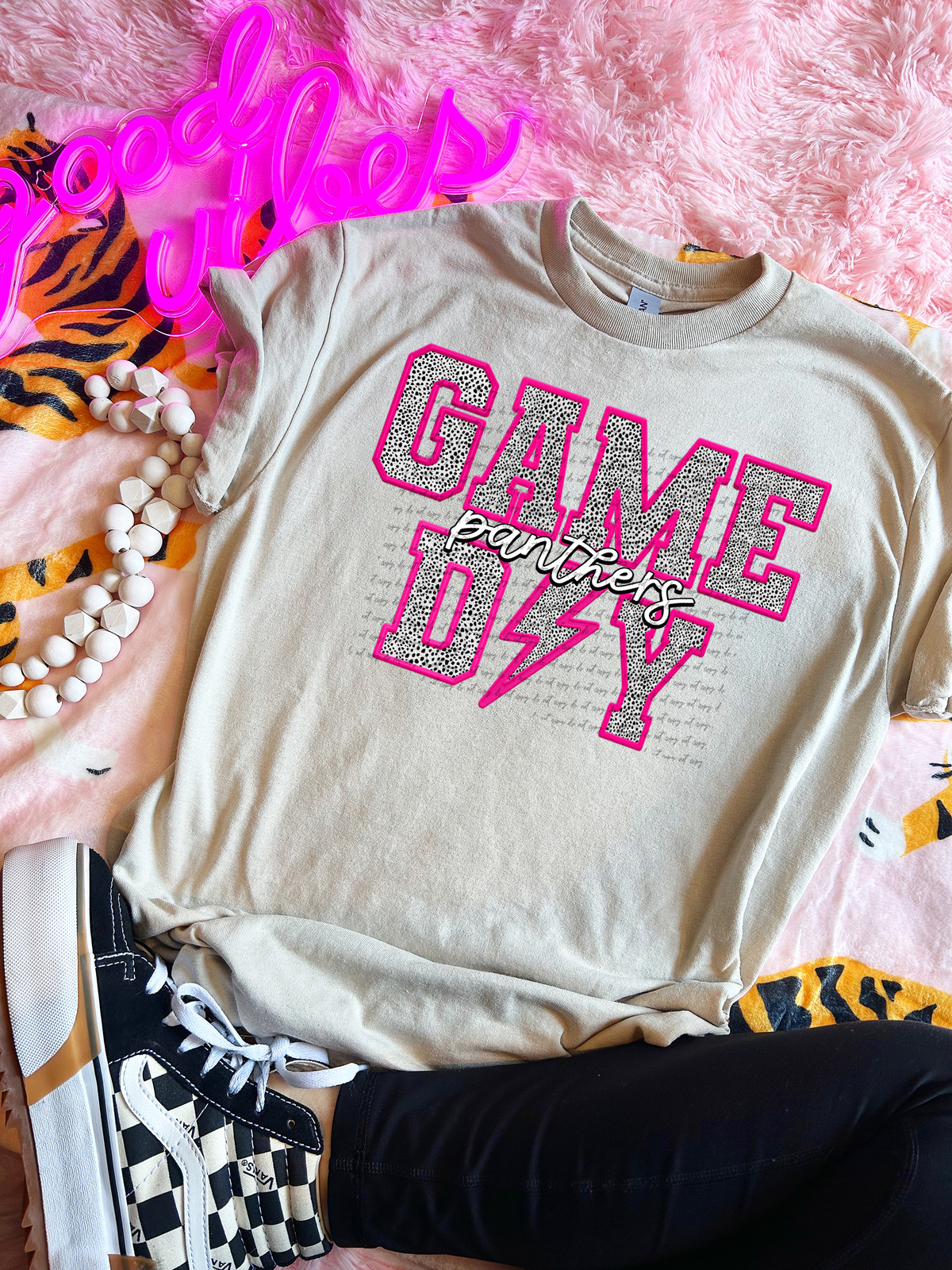 Panthers Faux Embroider Game Day 46738 DTF transfer