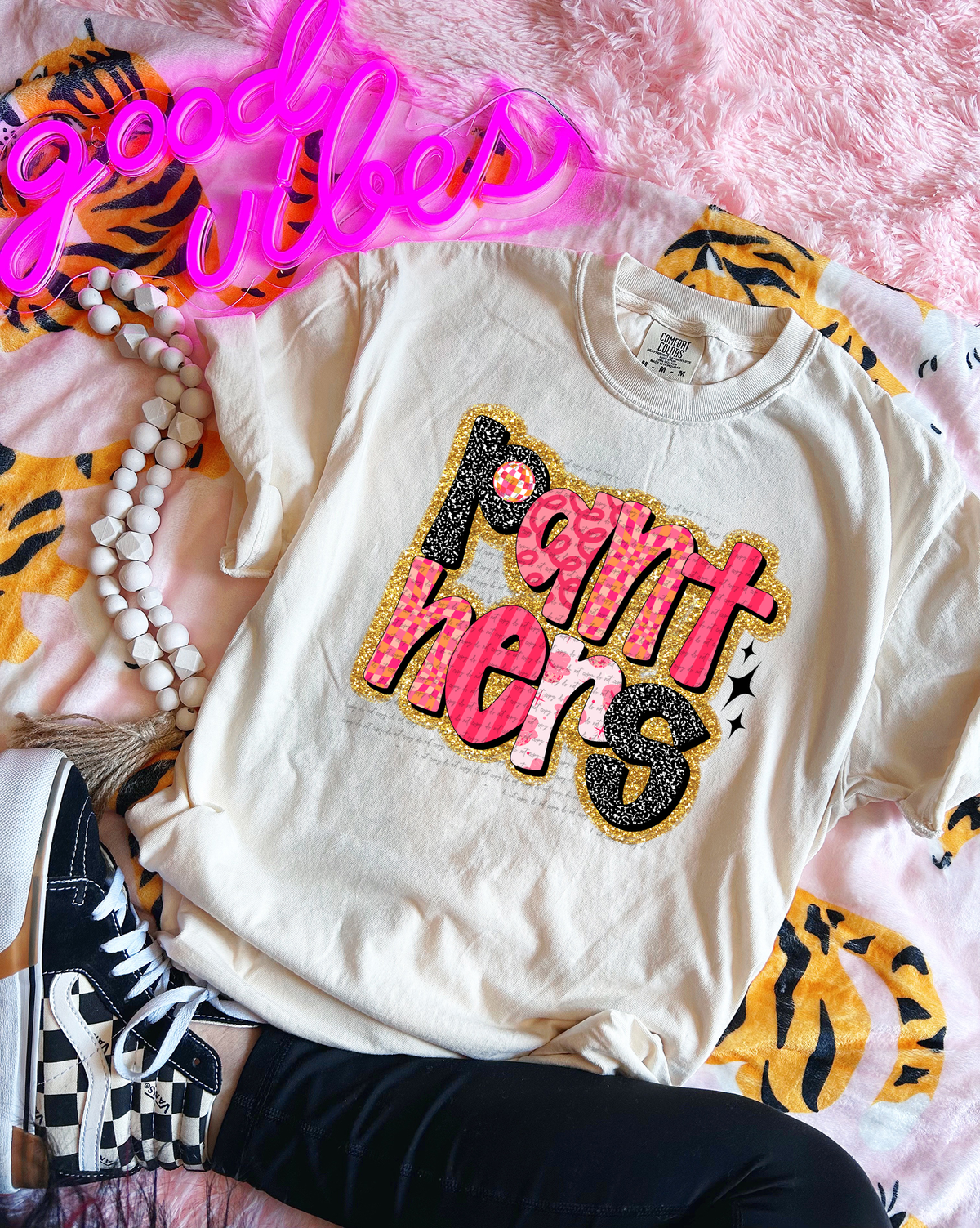 Panthers Faux Glitter Retro 51632 DTF transfer