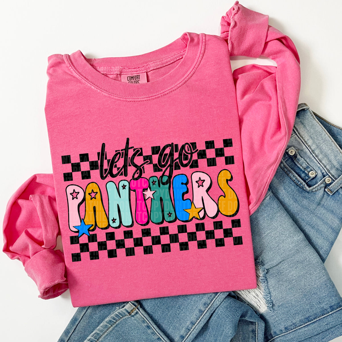 Let's Go Panthers Checker 104586 DTF transfer