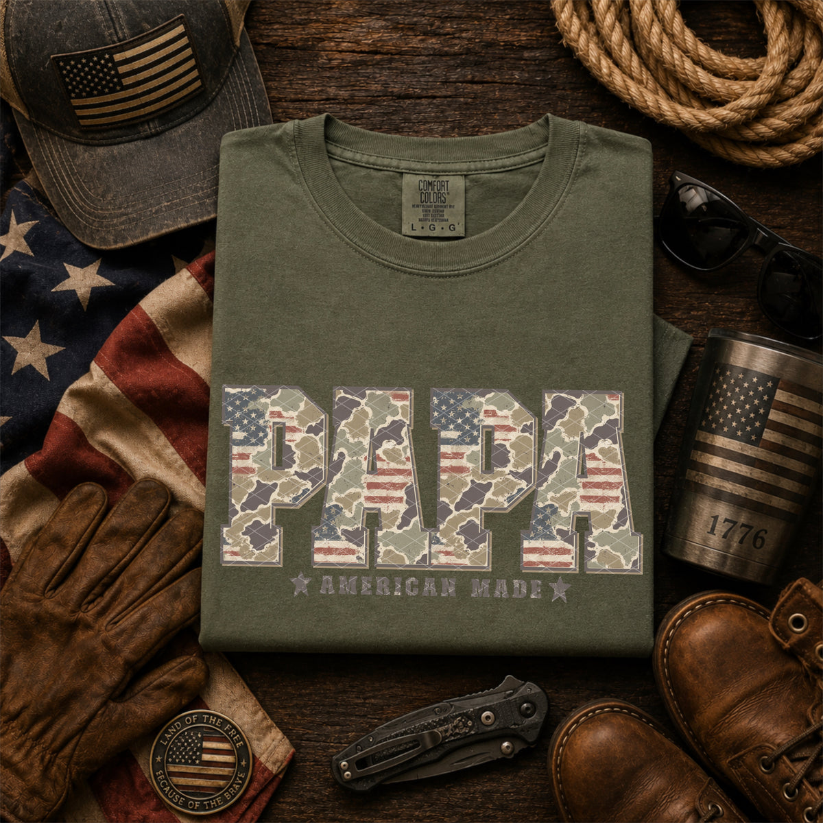 Papa American made camo (SDD) DTF Transfer