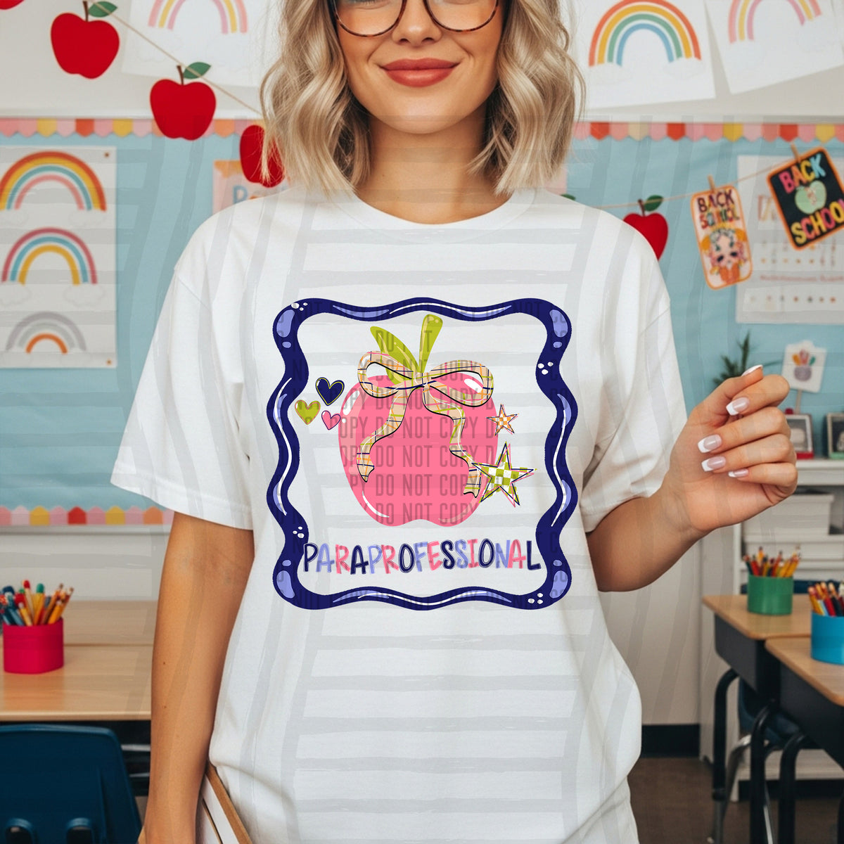 paraprofessional framed apple school occupations (caplinger) DTF Transfer