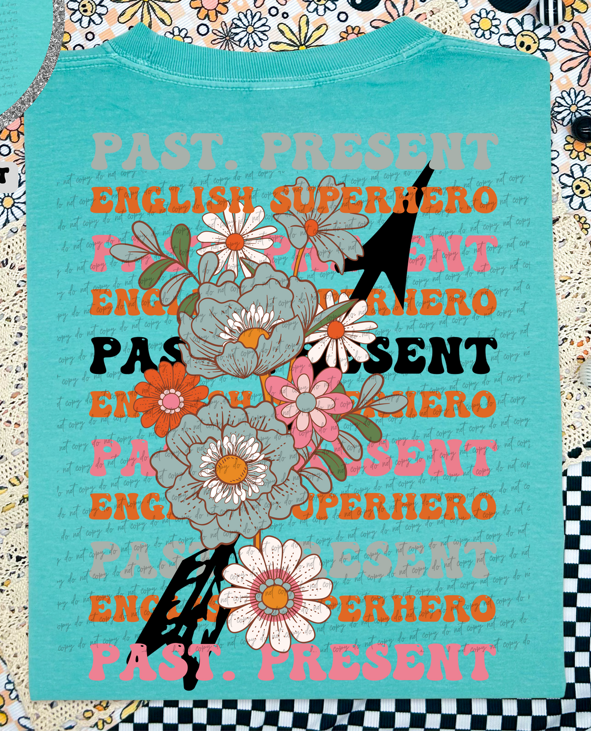 Past Present and English Superhero (Back Print) 81406 DTF Transfer