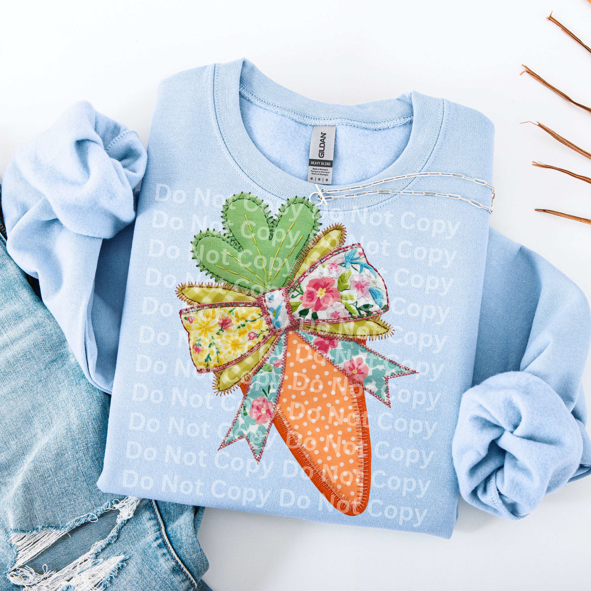 Carrot faux patchwork bow (Irene) DTF Transfer