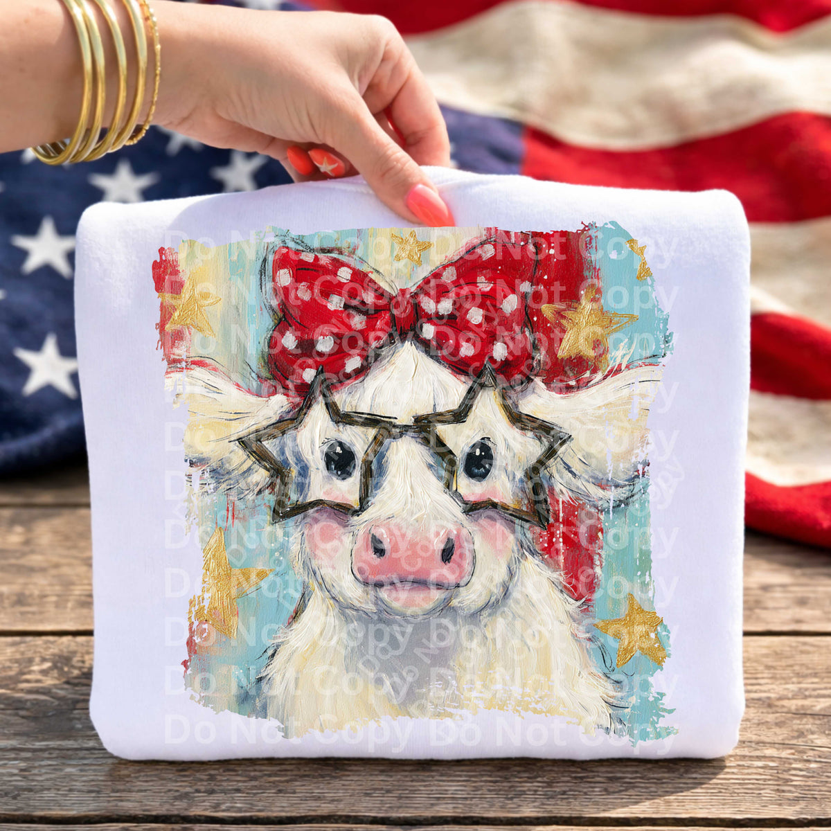 White cow with red bow (Irene) DTF Transfer