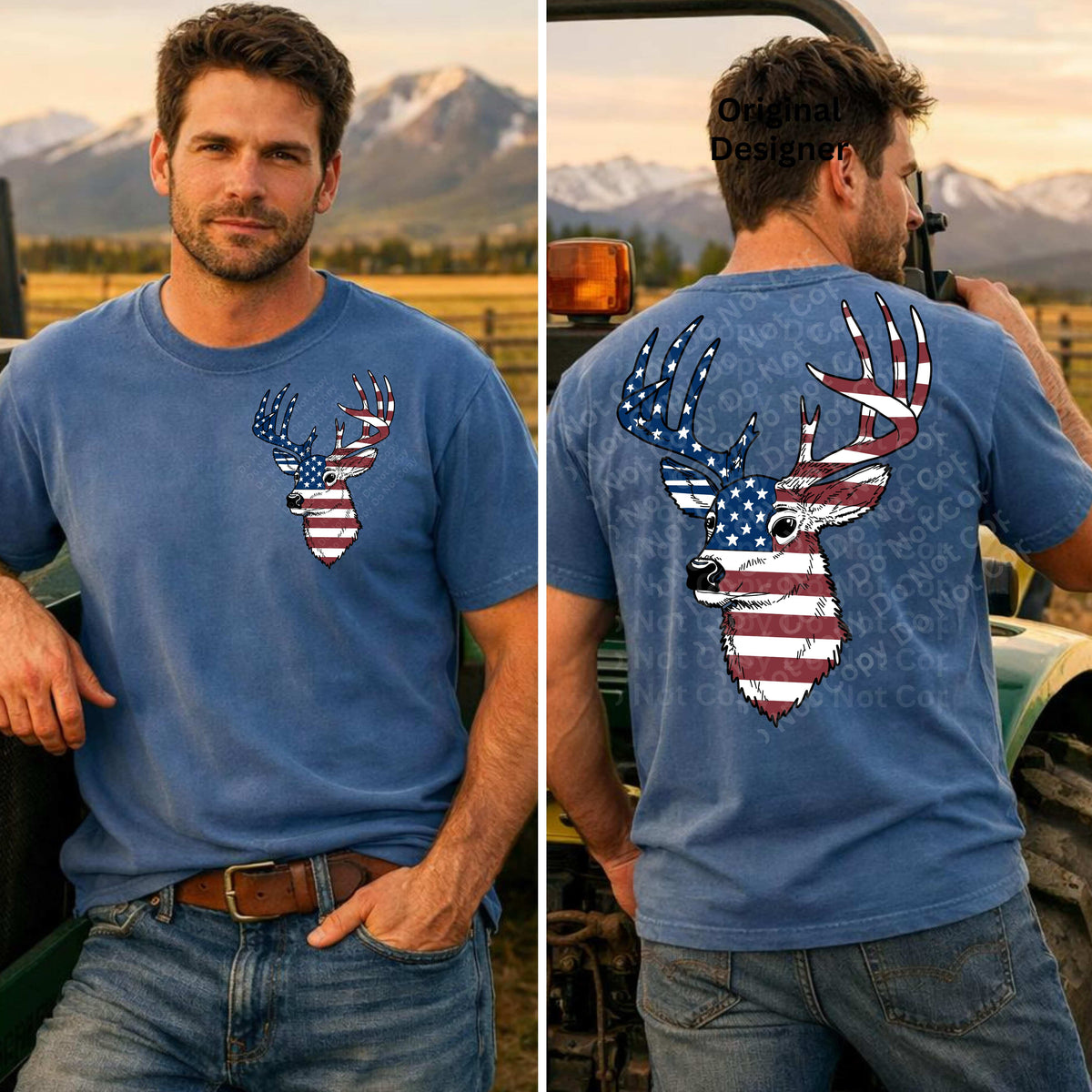 Patriotic deer (POCKET ONLY) (Irene) DTF Transfer