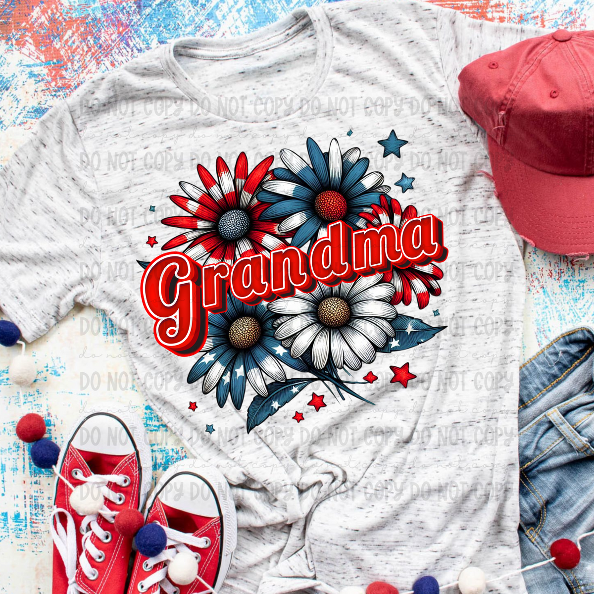 Patriotic Floral Grandma (Revel) 101751 DTF transfer