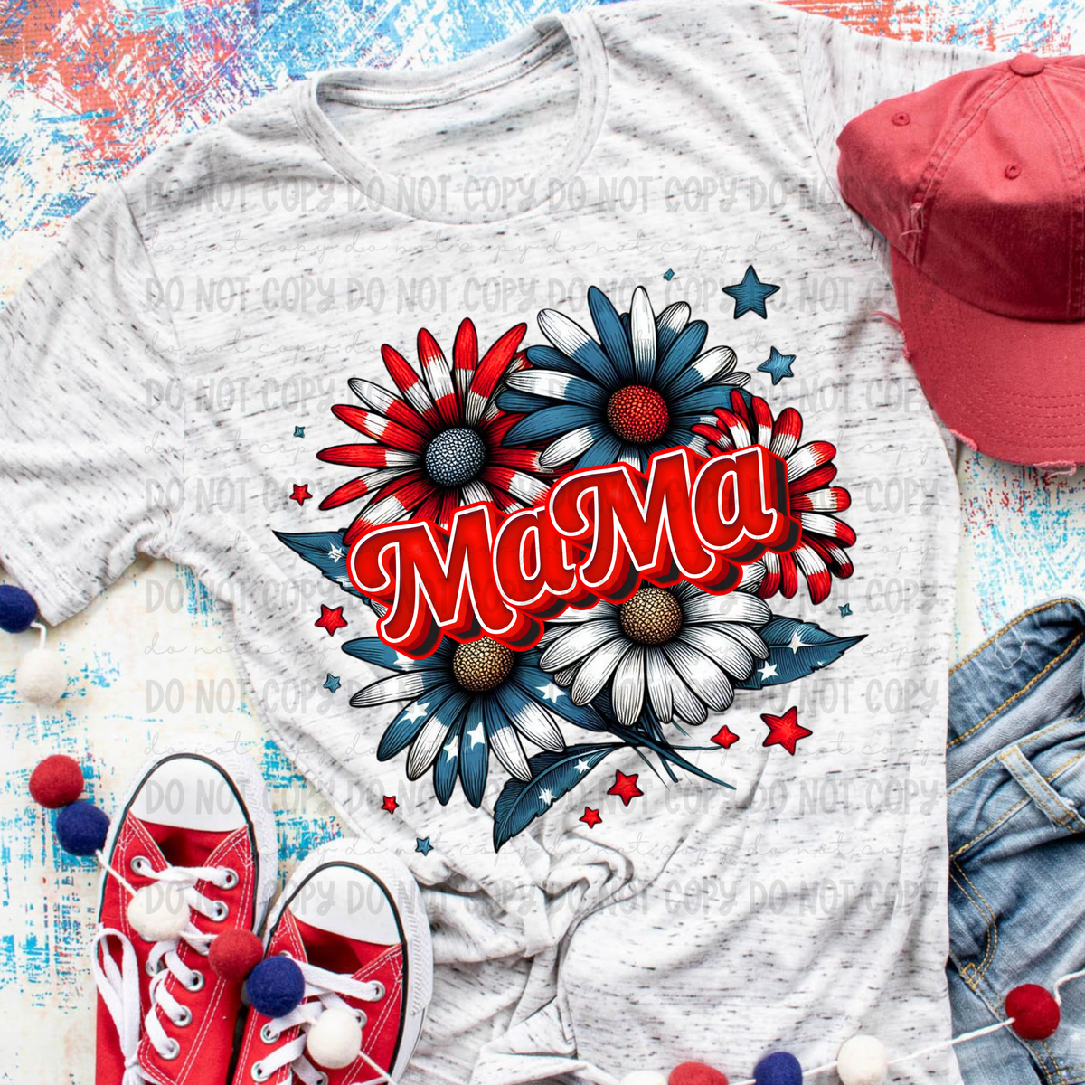 Patriotic Floral Mama (Revel) 101753 DTF transfer