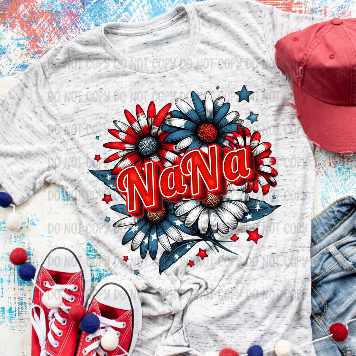 Patriotic Floral Nana (Revel) 101756 DTF transfer