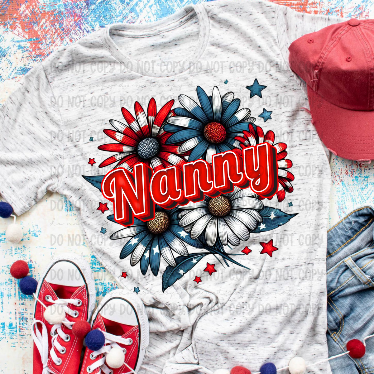 Patriotic Floral Nanny (Revel) 101759 DTF transfer