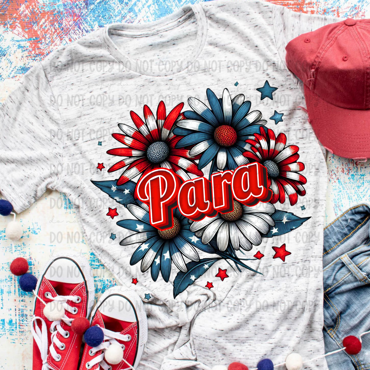 Patriotic Floral Para (Revel) 101747 DTF transfer