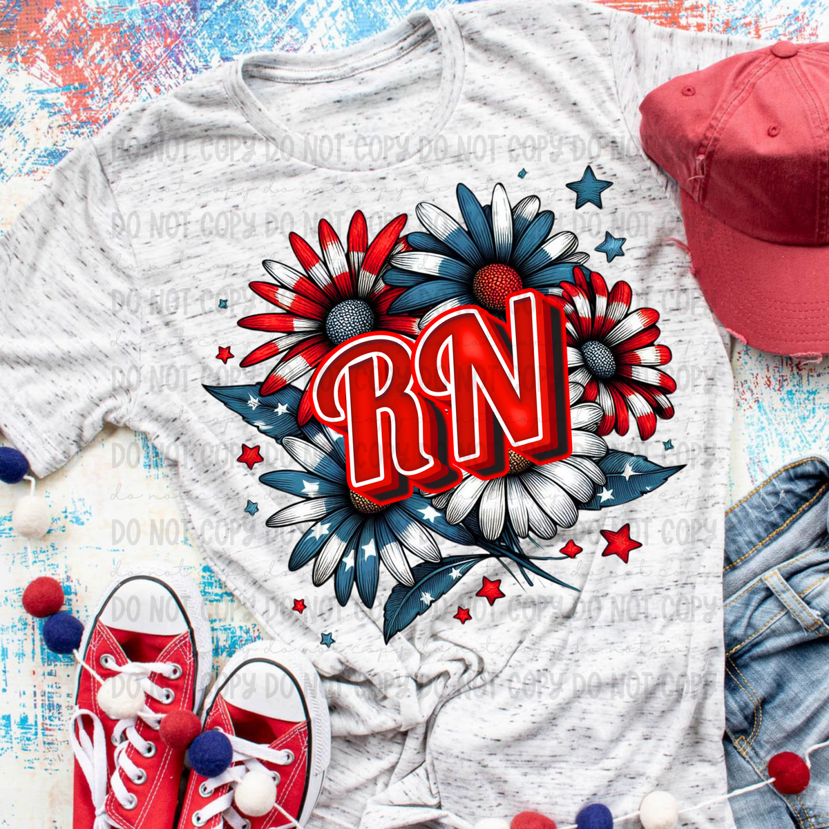 Patriotic Floral RN (Revel) 101748 DTF transfer