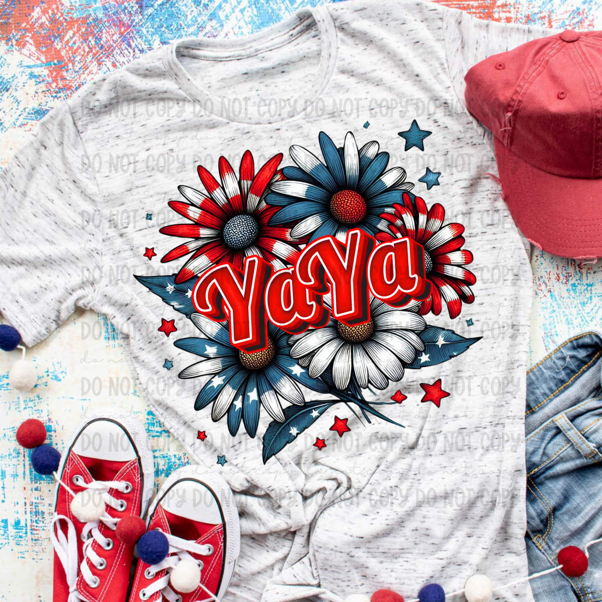 Patriotic Floral Yaya (Revel) 101757 DTF transfer