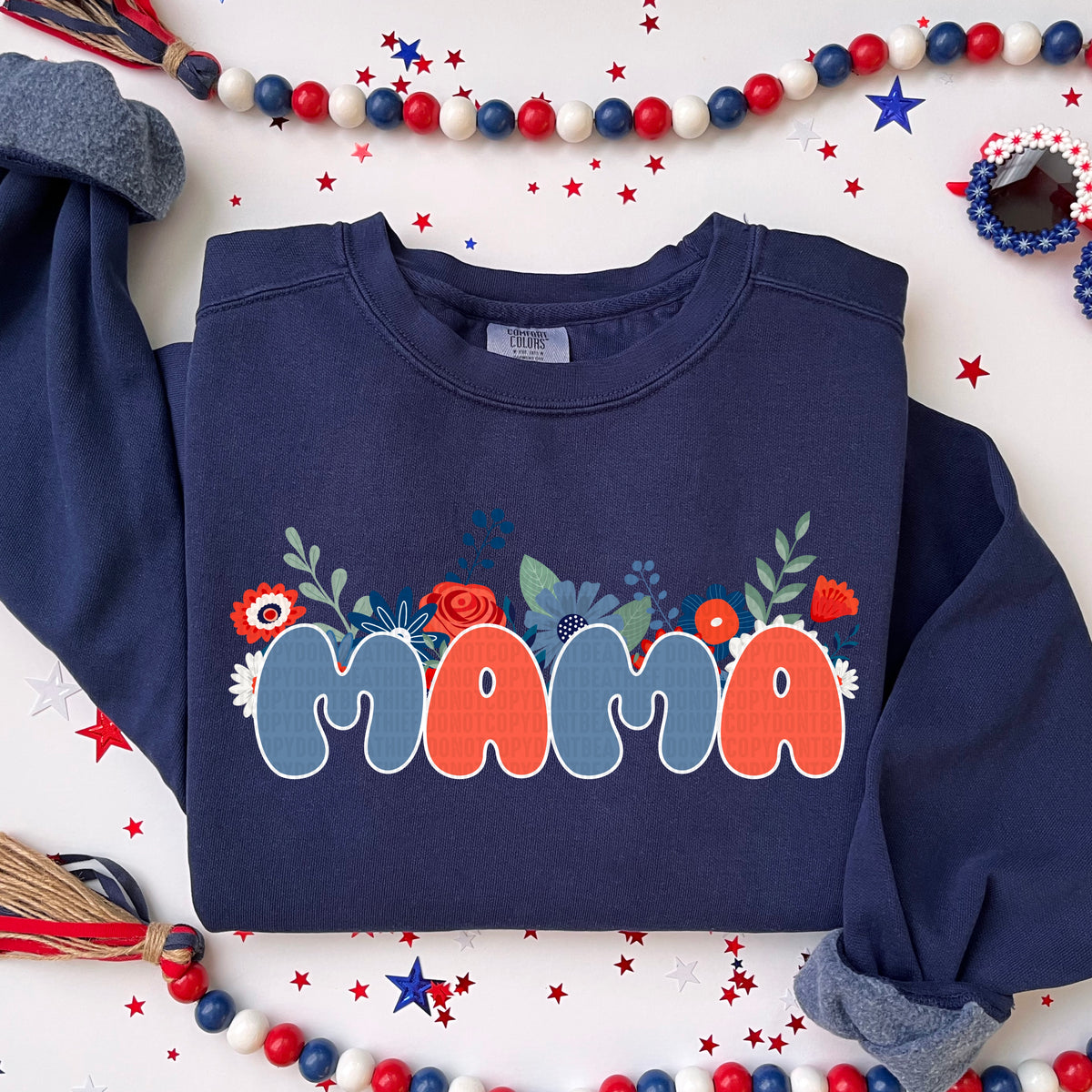 Mama Patriotic Flowers 105138 DTF transfer