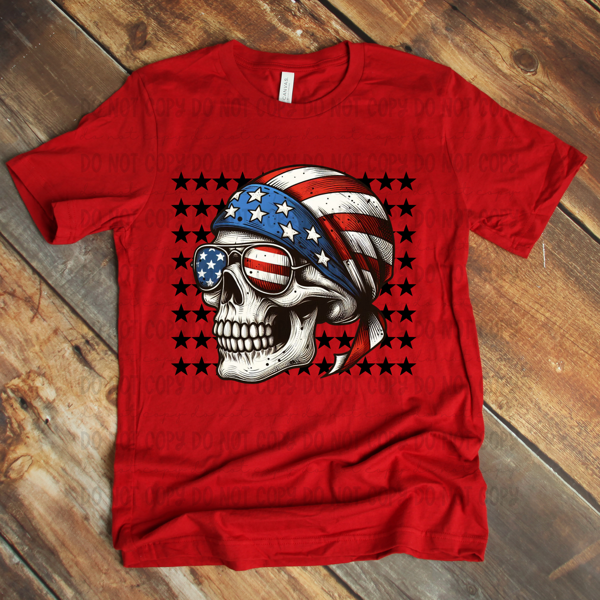 Patriotic Skull with Star Background (Revel) 101730 DTF transfer