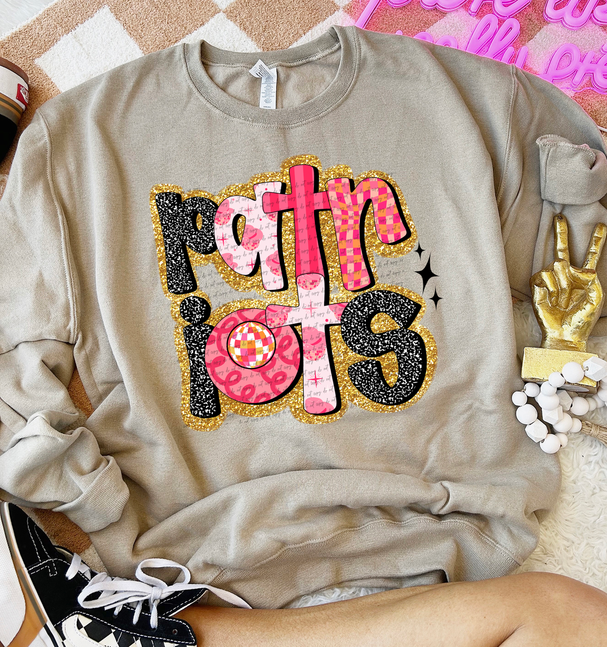 Patriots Faux Glitter Retro 51633 DTF transfer