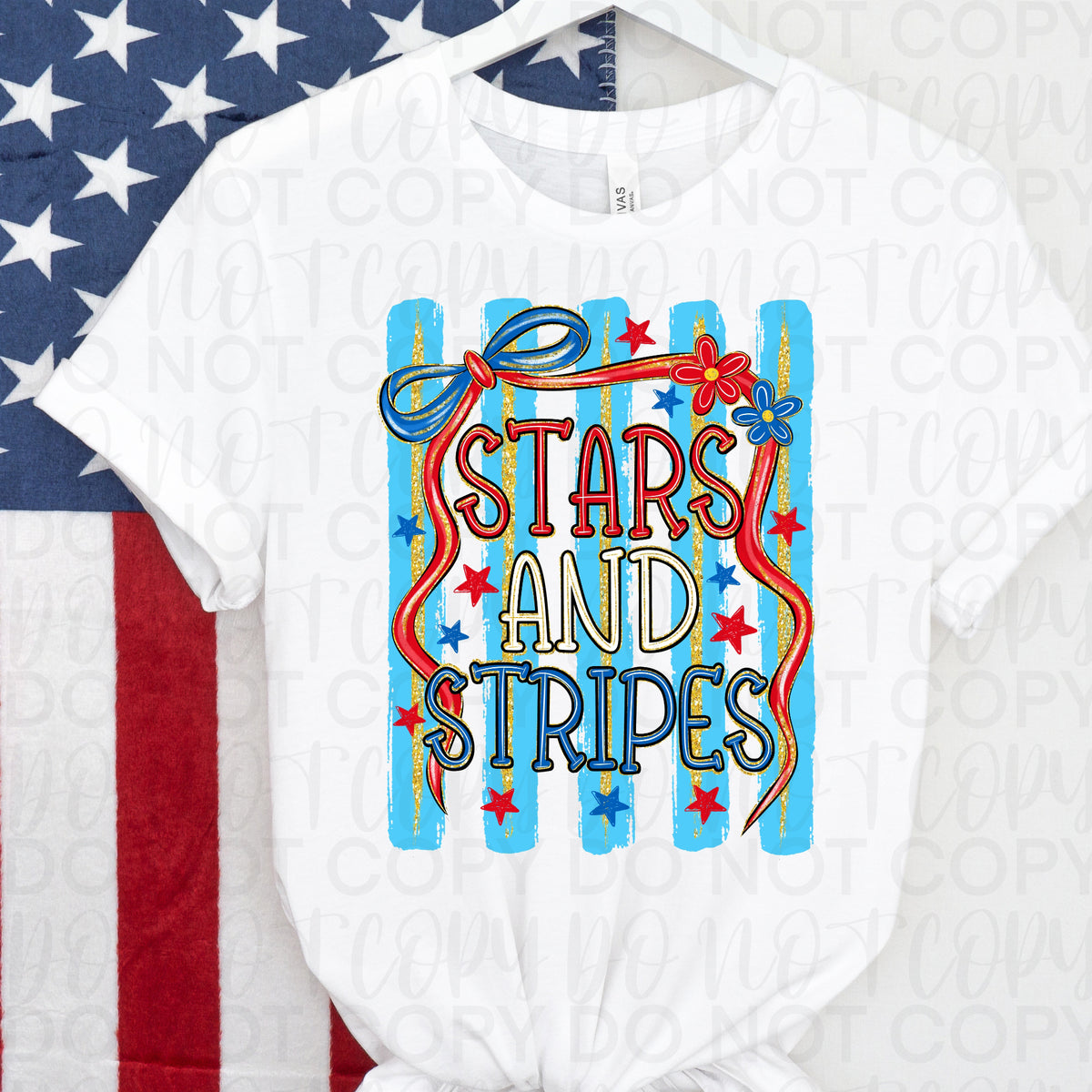 Patriotic stars and stripes blue background (UAC) DTF Transfer