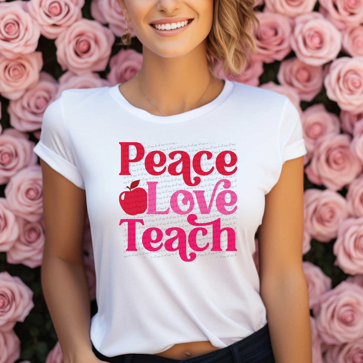 Peace Love Teach 71717 DTF Transfer