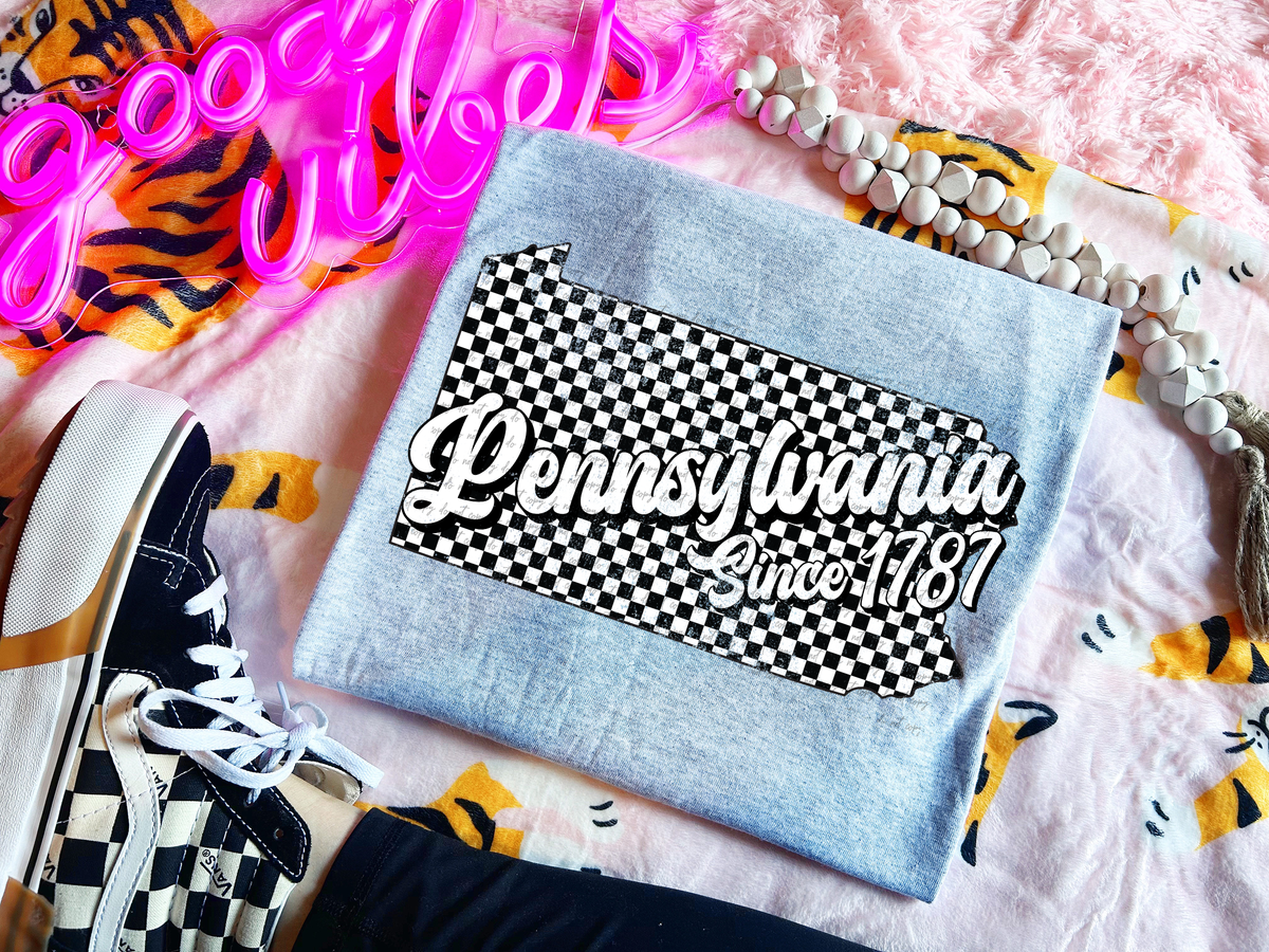 Pennsylvania Since 1787 Checkered Grunge 66753 DTF transfer