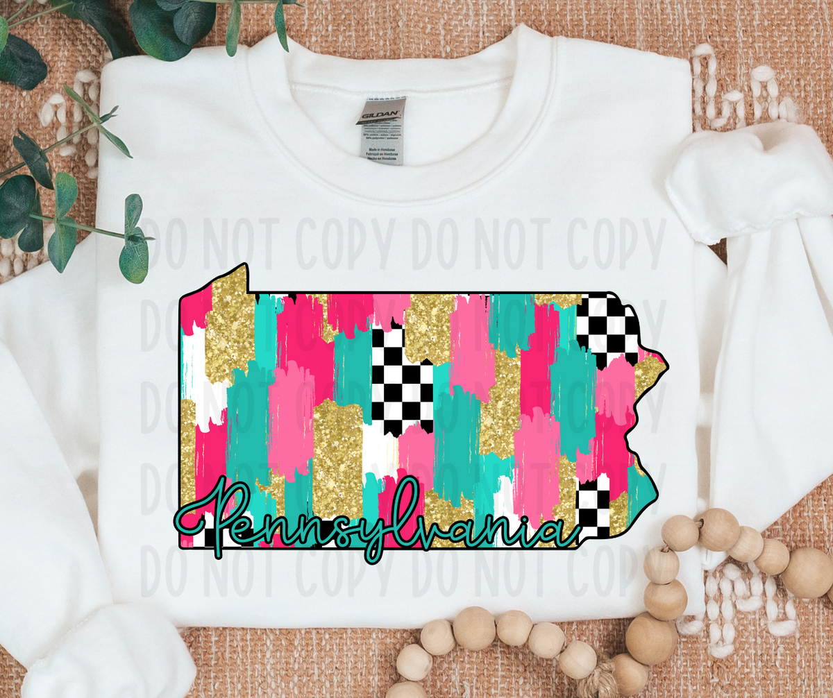 Pennsylvania Brushstroke Checkered State (canvista) DTF transfer