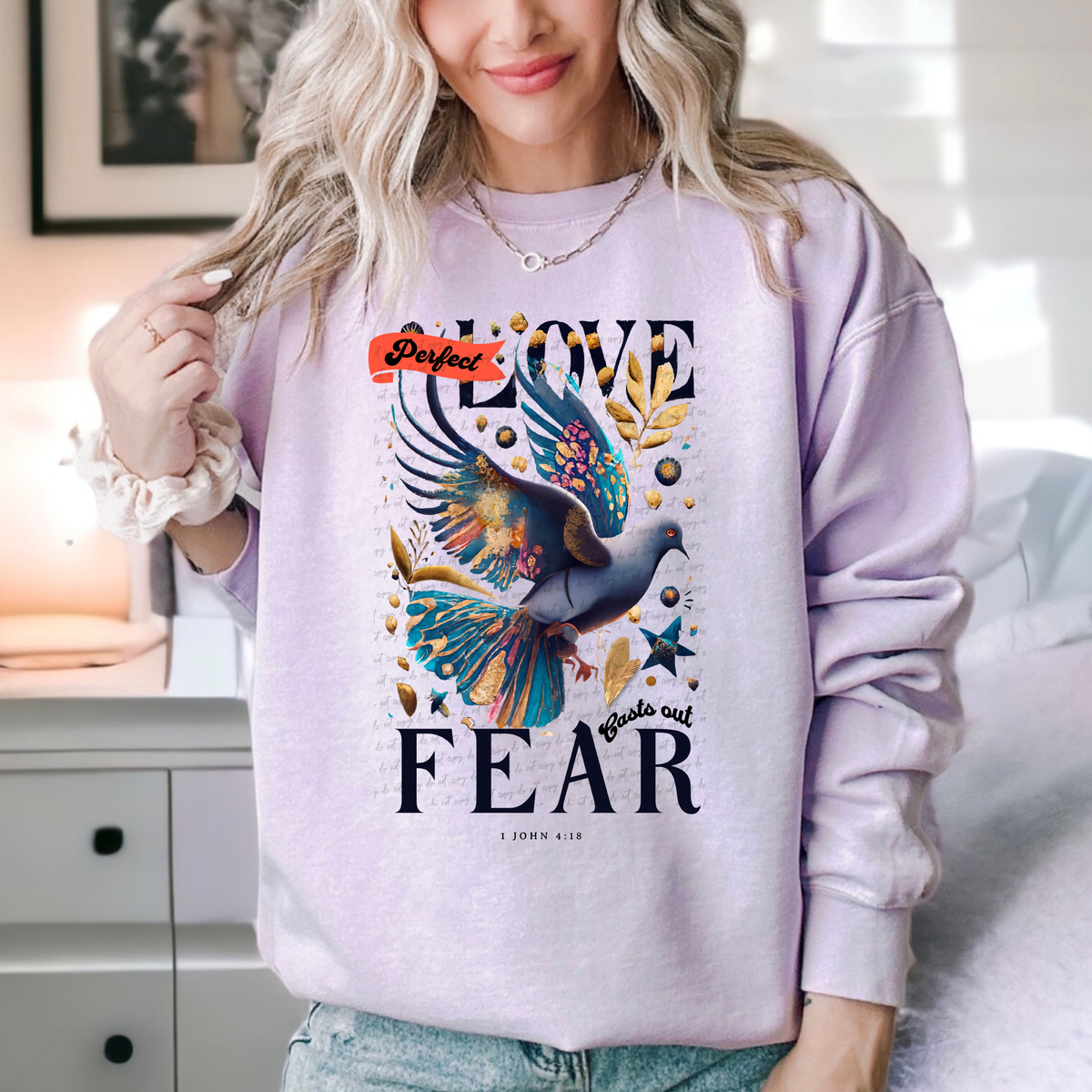 Perfect Love Casts Out Fear 1 John 4:18 Bird 81001 DTF Transfer