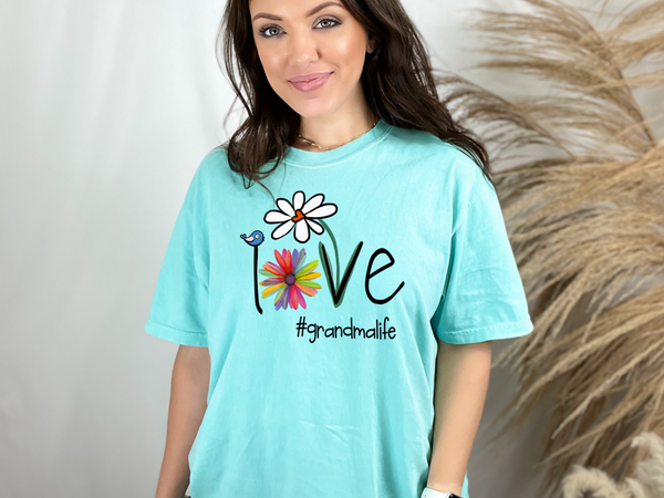 Love colorful flower with white daisy grandma life DTF Transfer