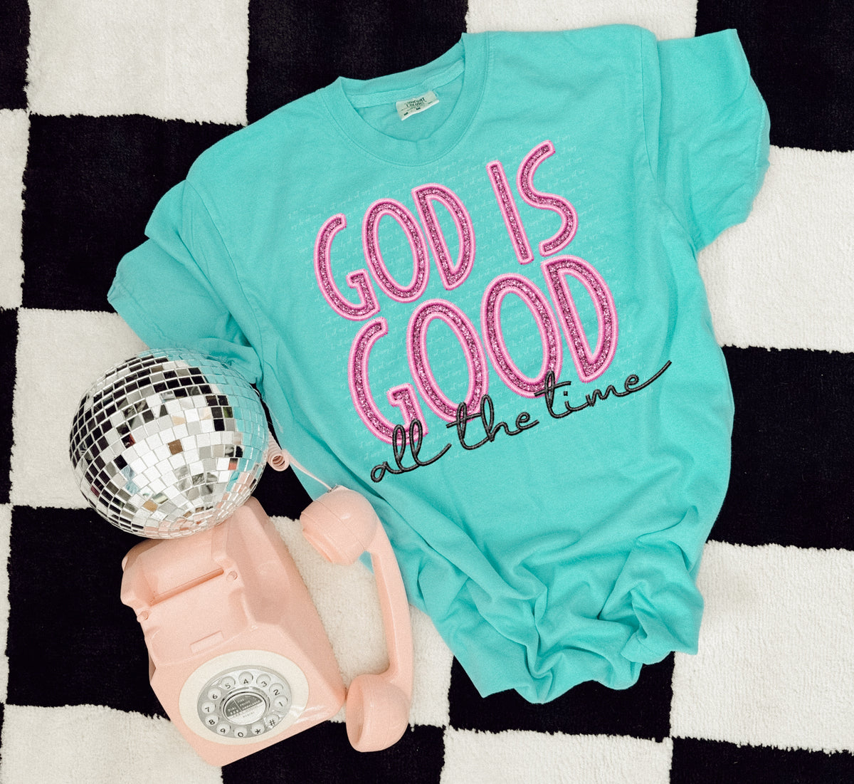 God is good all the time black font DTF transfer