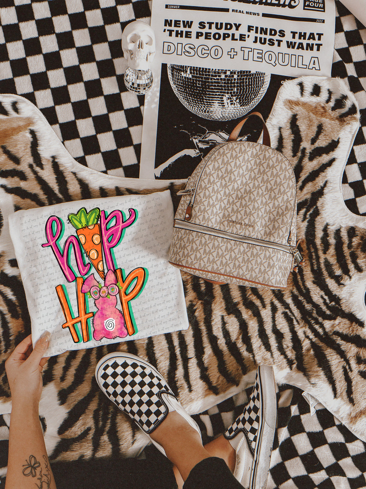 Hip hop with carrot and pink bunny pink and orange fonts 23248 DTF transfer