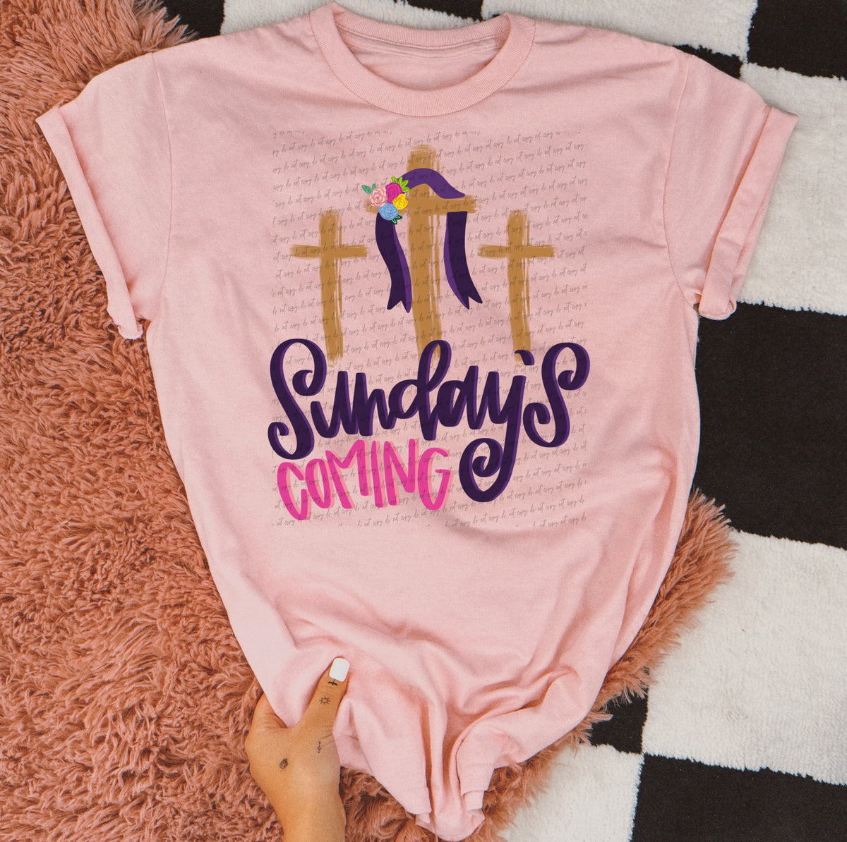 Sunday's coming Gold Cross Trio 23247 DTF transfer