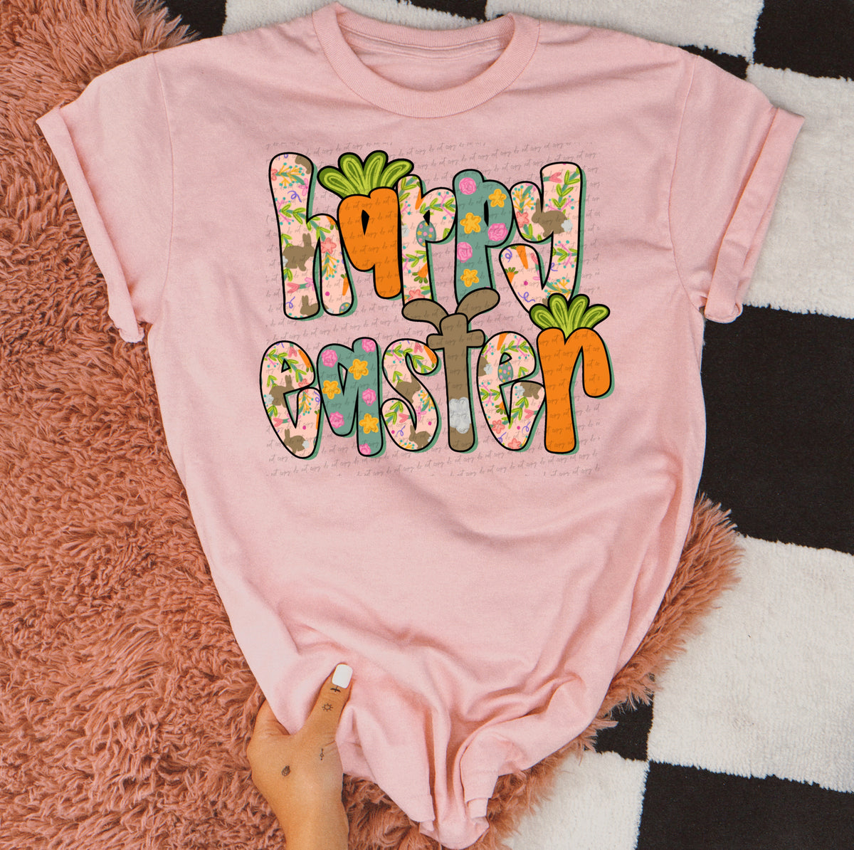 Happy Easter A and R carrot fonts 23242 DTF transfer