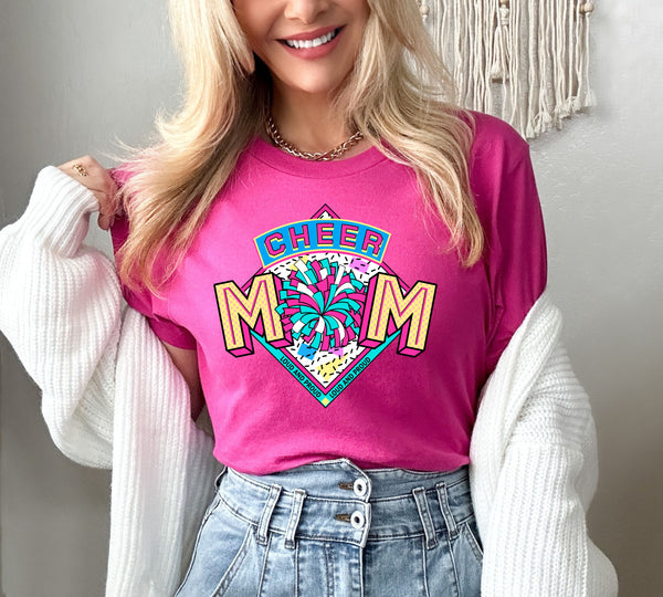 Cheer mom colorful yellow font loud and proud DTF transfer