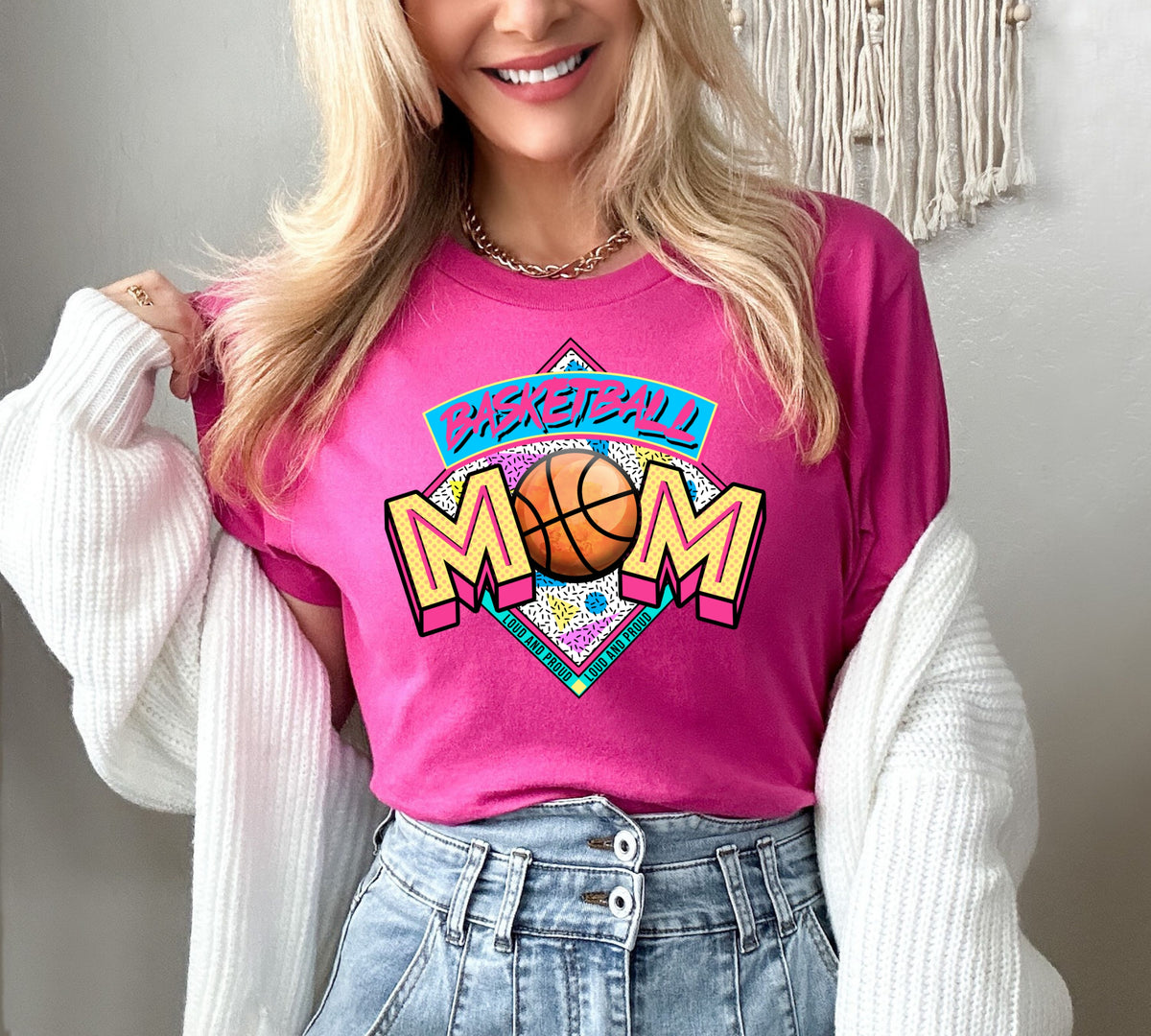 Basketball colorful yellow font loud and proud DTF transfer