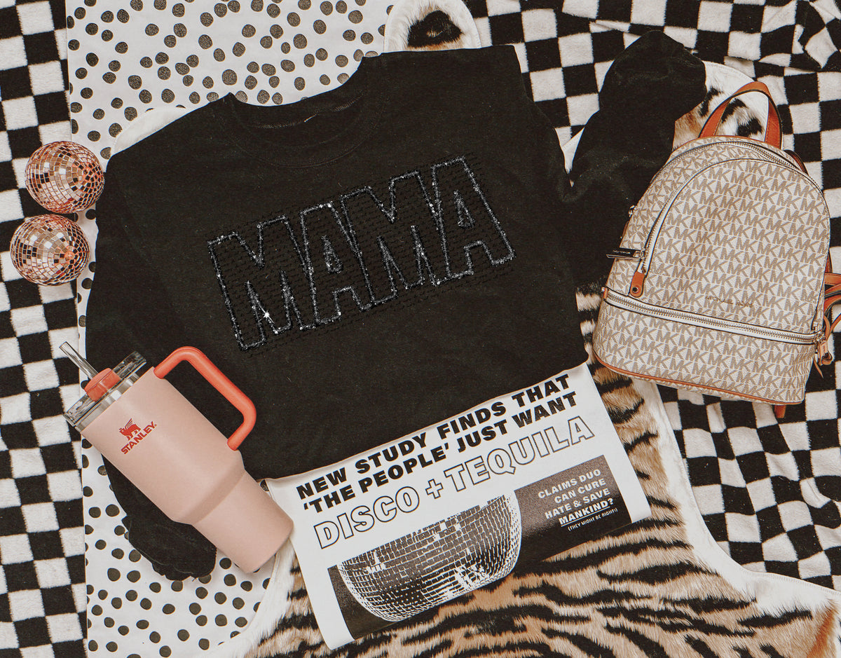 Mama black faux embroidery DTF TRANSFER