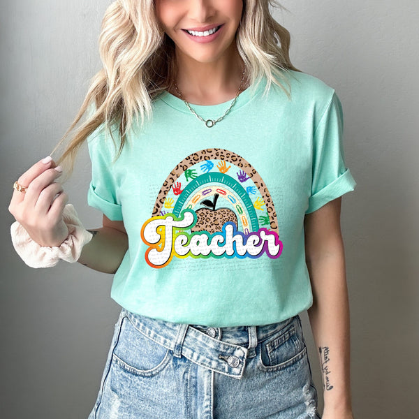 Teacher (Rainbow leopard print) 13432 DTF transfer