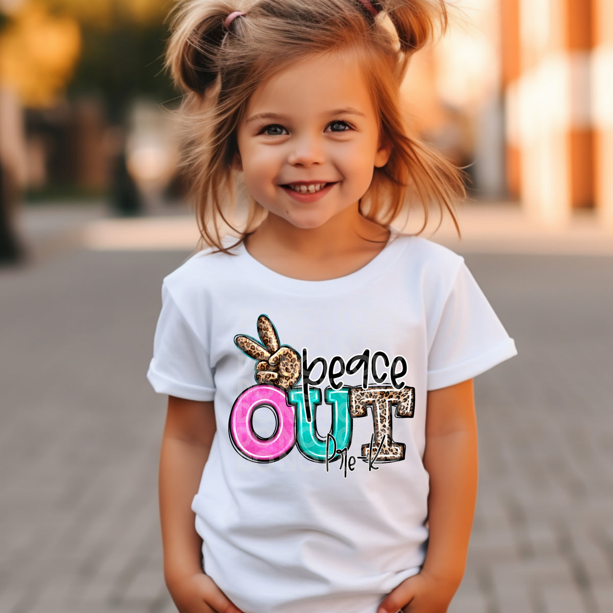 Peace out pink teal leopard (SSD)DTF TRANSFER