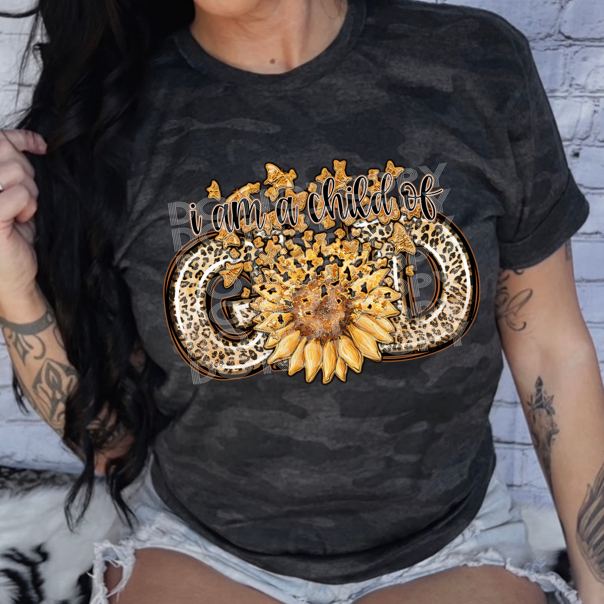 I am a child of God leopard with sunflower (SSD) DTF Transfer