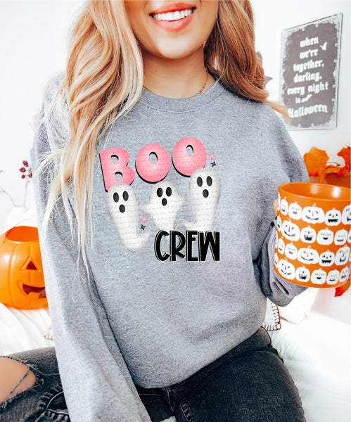 Boo crew trio ghost pink black font (SWD) DTF transfer