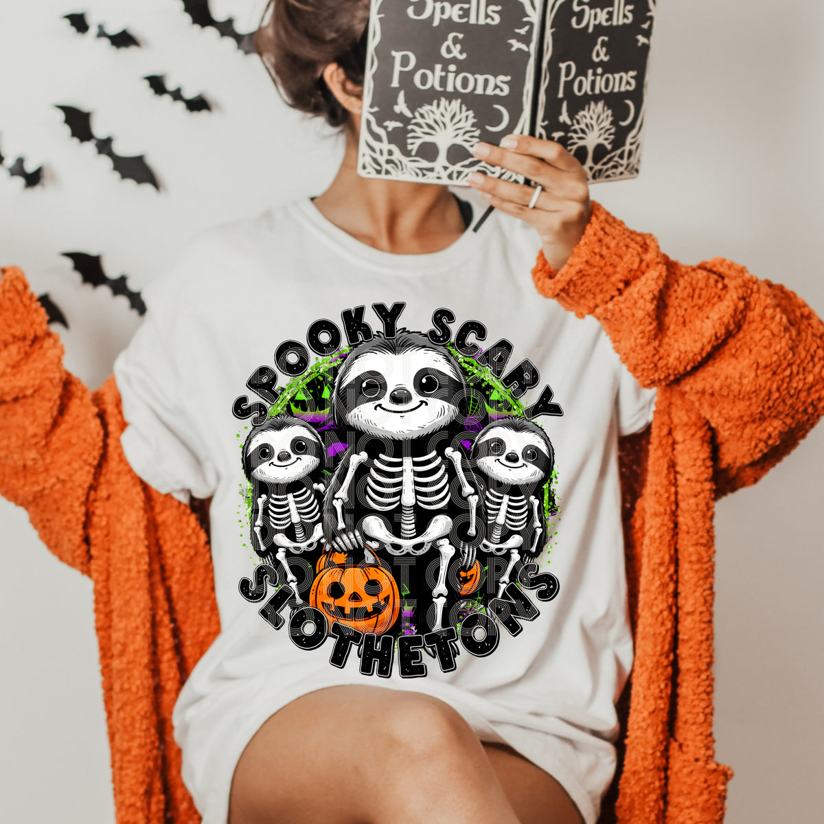 Spooky scary slothetons circle DTF transfer