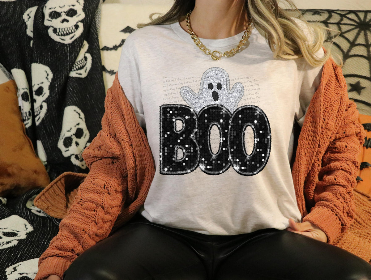 Boo sequin effect with ghost CITY DTF transfer