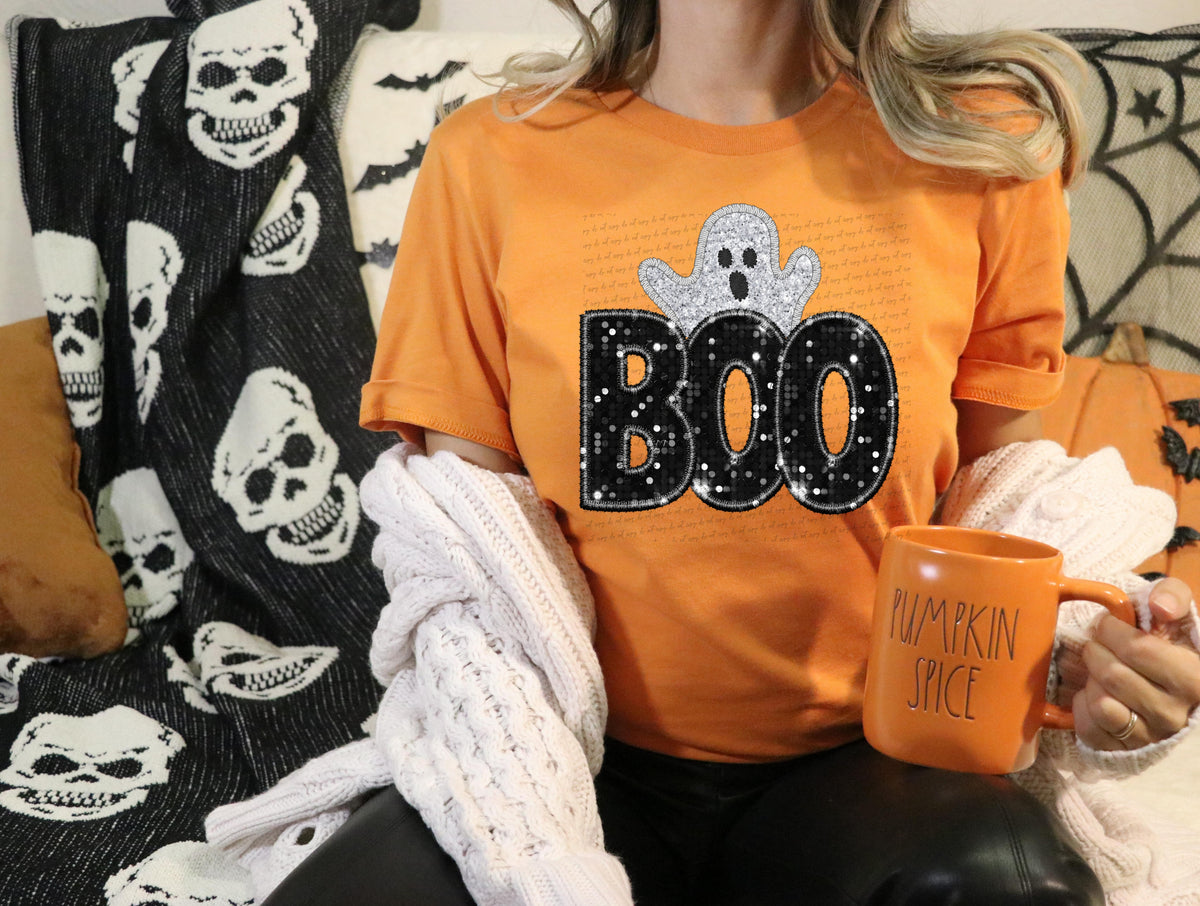 Boo sequin effect with ghost CITY DTF transfer