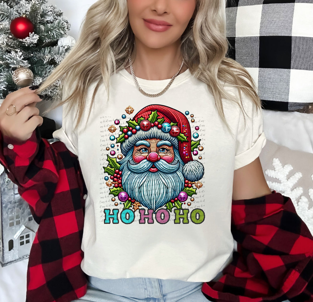 Santa red hat embroidery WITH WORDS 45061 DTF transfers