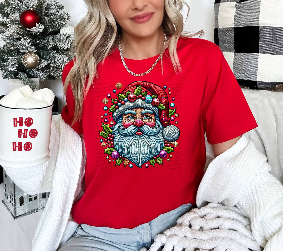Santa red hat embroidery NO WORDS 45060 DTF transfers