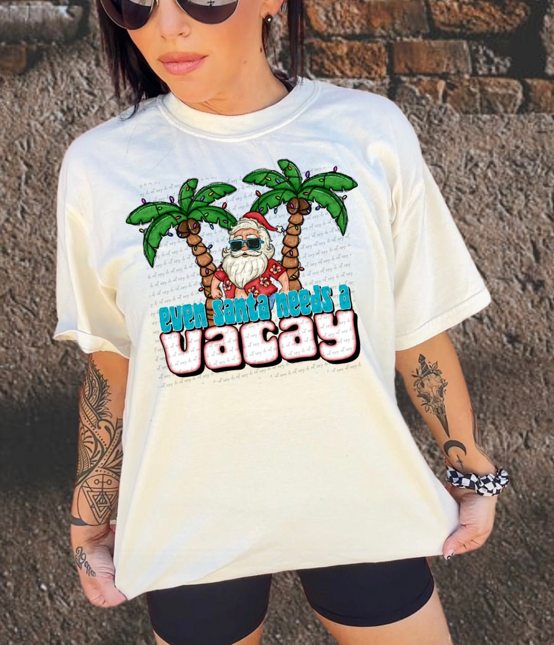 Even Santa needs a vacay palm trees 45067 DTF transfers