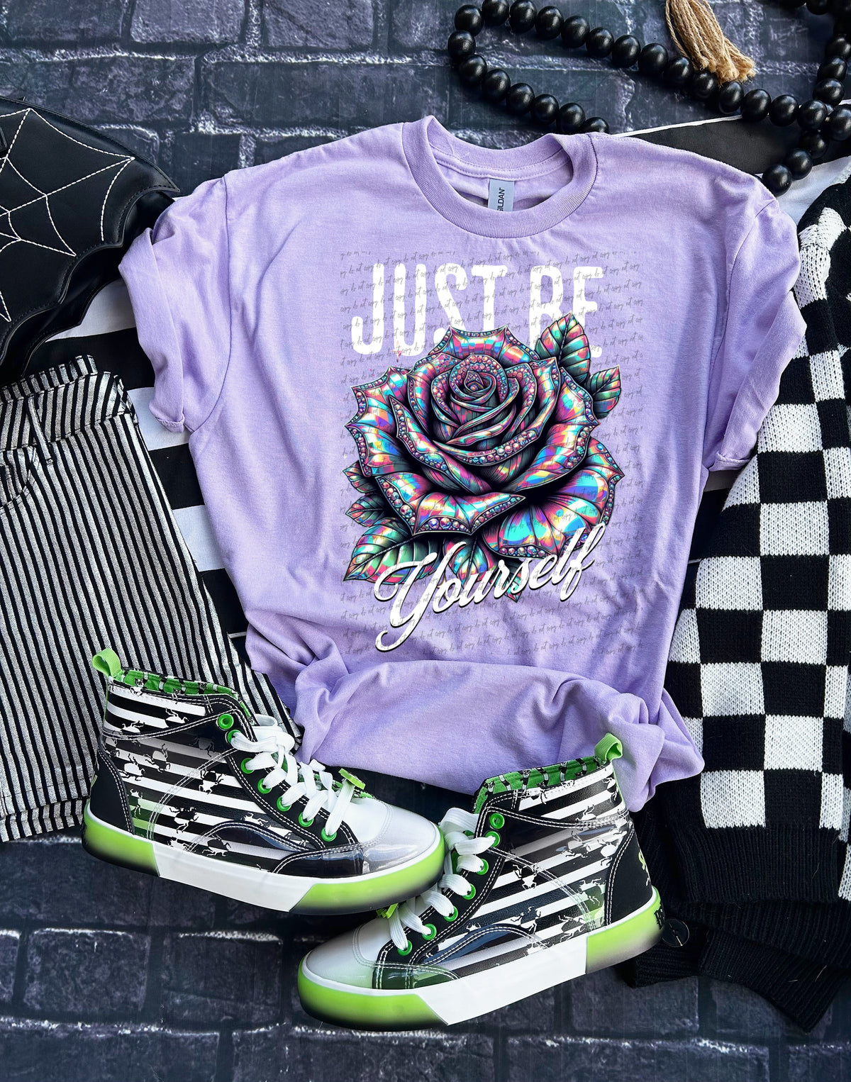 Just be yourself purple flower 45072 DTF transfers