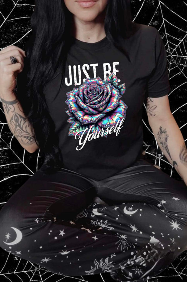 Just be yourself purple flower 45072 DTF transfers