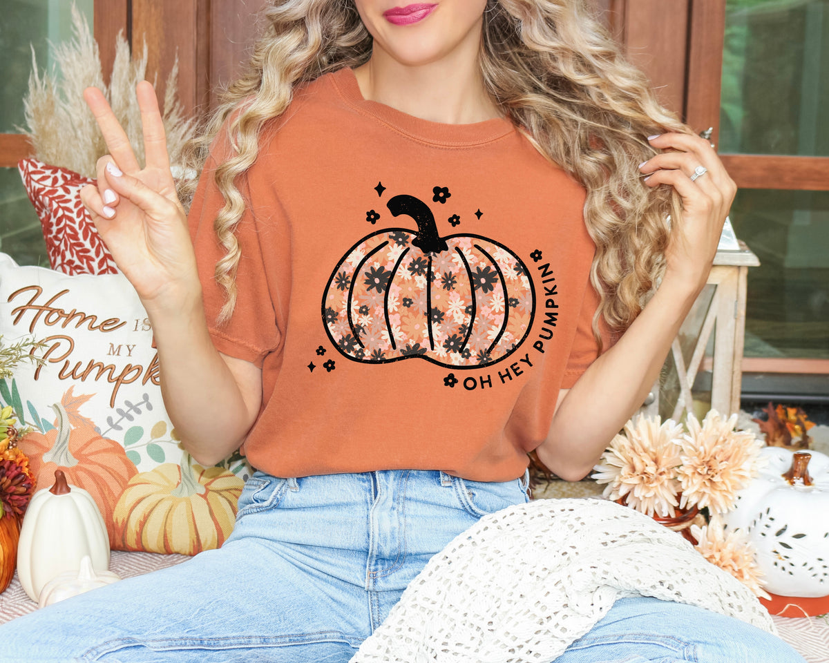 Oh hey pumpkin floral pumpkin 45440 DTF transfer