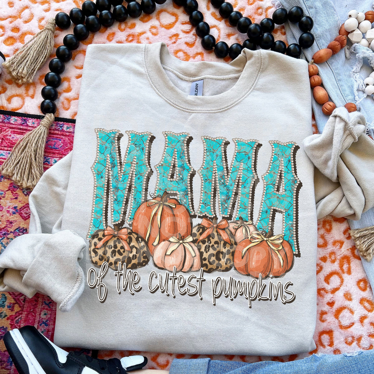 Mama of the cutest pumpkins teal font SSD 45758 DTF TRANSFER