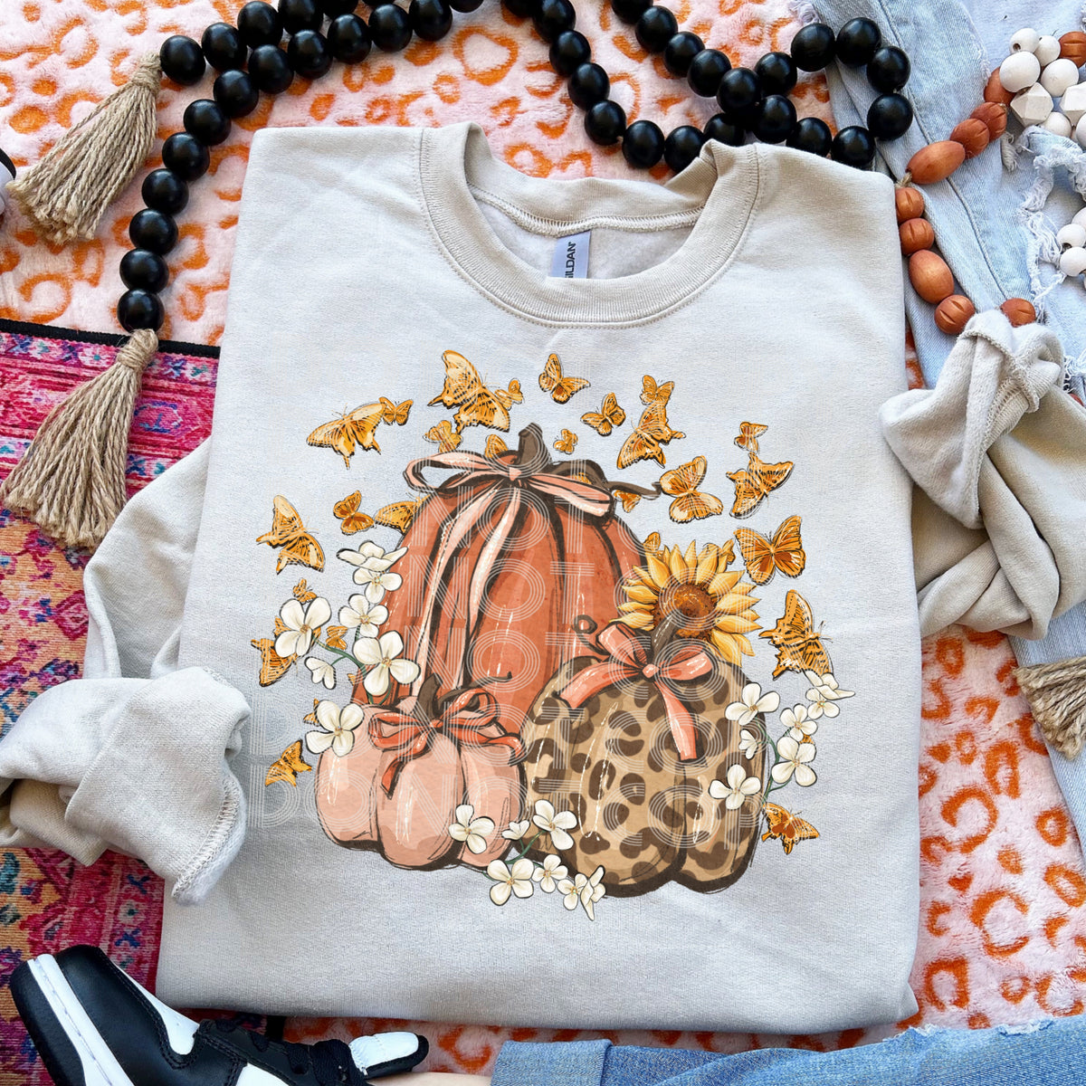 Pumpkin trio leopard and peach with butterflies SSD 45739 DTF TRANSFER